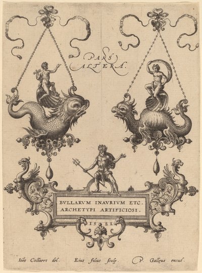 Titelblatt mit Entwürfen für Anhänger von Hans Collaert the Elder