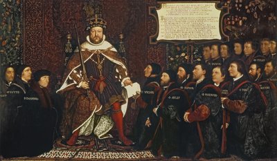 Heinrich VIII. überreicht eine Urkunde an Thomas Vicary, zur Erinnerung an den Zusammenschluss der Barbiere und Chirurgen, 1541 von Hans Holbein der Jüngere