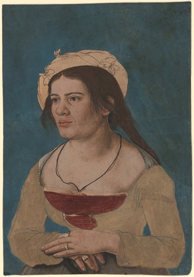 Bildnis einer jungen Frau mit rotem Mieder von Hans Holbein the Younger