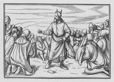 Mose erzählt die Geschichte des Durchzugs Israels durch die Wüste, Deuteronomium I, 3 von Hans Holbein der Jüngere