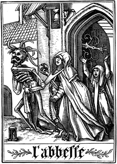 Die Äbtissin besucht vom Tod, 1538 von Hans Holbein der Jüngere