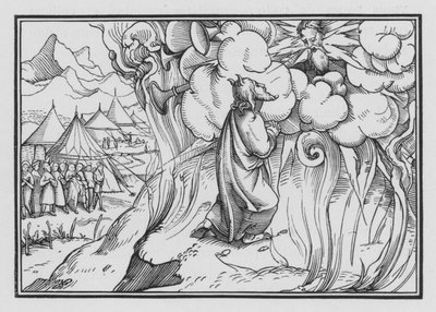 Die furchterregende Gegenwart Gottes auf dem Berg, Exodus XIX, 18 von Hans Holbein der Jüngere