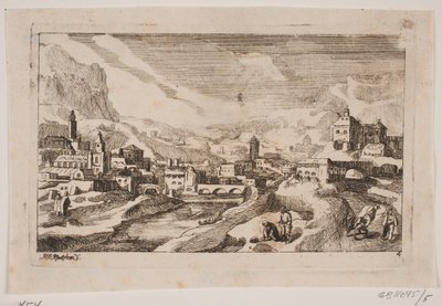 Berglandschaft mit dem barmherzigen Samariter im Vordergrund von Hans Jørgen Kirksteen