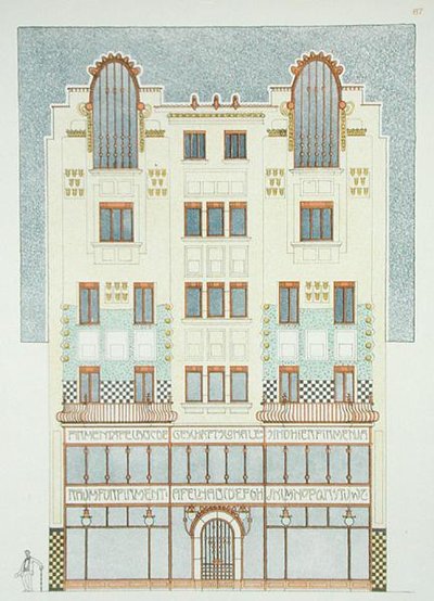 Entwurf für ein fünfstöckiges Gebäude, frühe 1900er, aus 