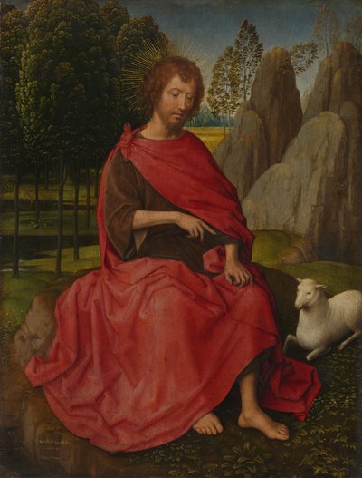 Johannes der Täufer (Rückseite: Totenkopf) von Hans Memling
