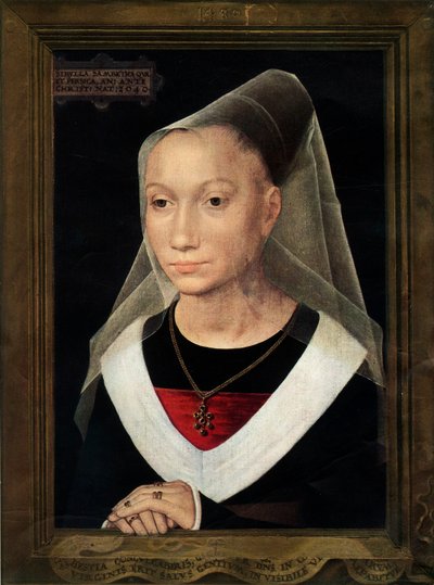 Porträt von Marie, Tochter von Willem Moreel, 1480 von Hans Memling