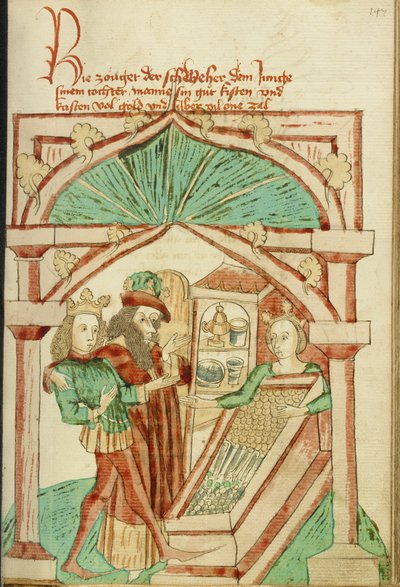 Der König zeigt seinem Schwiegersohn eine Truhe mit Silber und Gold von Hans Schilling