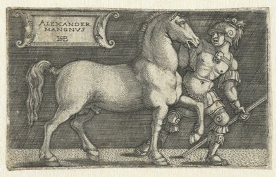 Alexander der Große mit seinem Pferd Bucephalus von Hans Sebald Beham