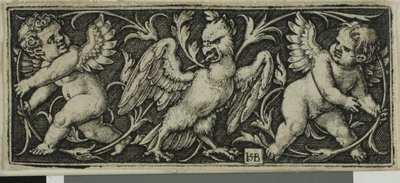 Ornament mit einem Adler und zwei Genien, aus Vier Vignetten von Hans Sebald Beham