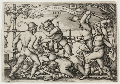 Bauernschlägerei, Platte 9 aus Das Bauernfest oder die zwölf Monate von Hans Sebald Beham