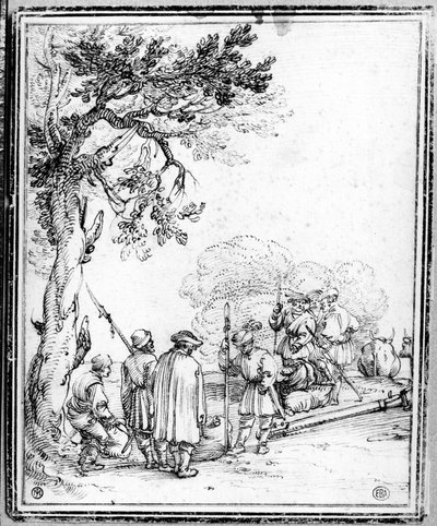 Bauern und Soldaten beim Handel von Hans Sebald Beham