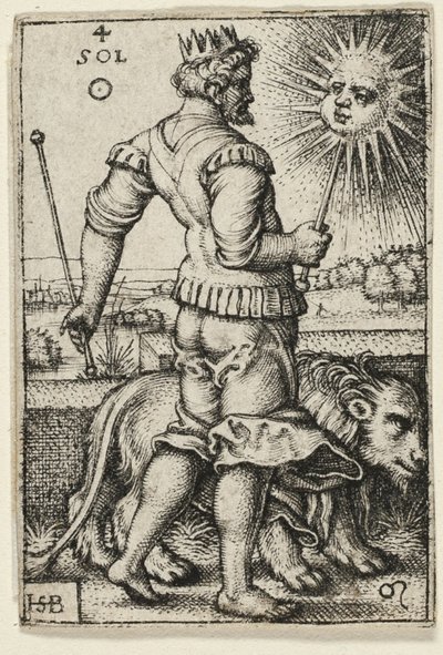 Sonne, Platte vier aus Die sieben Planeten mit den Tierkreiszeichen von Hans Sebald Beham