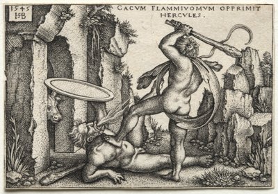 Herkules tötet den Riesen Cacus von Hans Sebald Beham