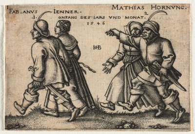 Die Bauernhochzeit oder die zwölf Monate: 1-Fabianus Jenner 2-Mathias Hornung von Hans Sebald Beham