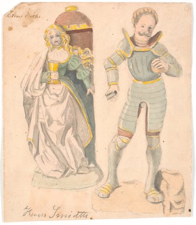 Studie mit zwei Figuren nach dem Altarbild in der Estvad Kirche, Ringkøbing Amt von Hans Smidth