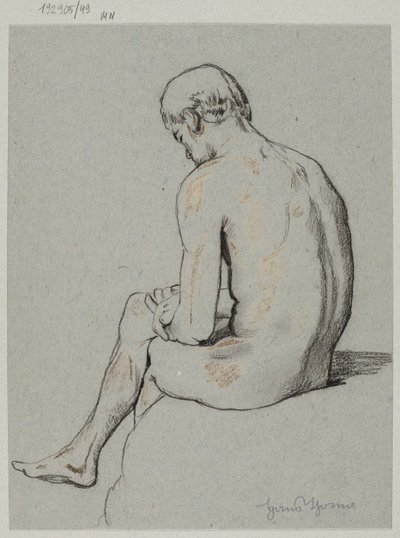 Akt eines sitzenden Mannes mit übereinandergeschlagenen Beinen von Hans Thoma