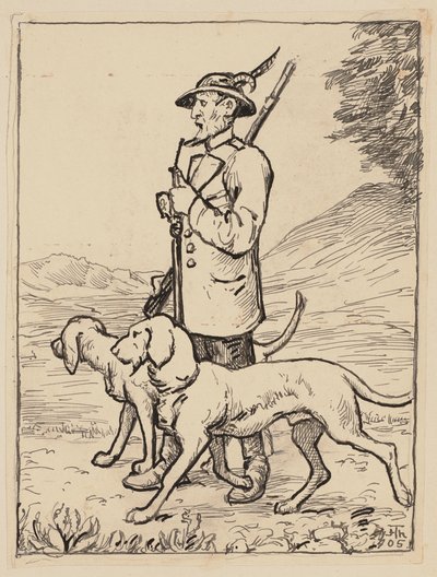 Zeichnung für das Lesebuch: Jäger von Hans Thoma