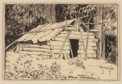 Zeichnung für das Lesebuch: Hütte von Hans Thoma
