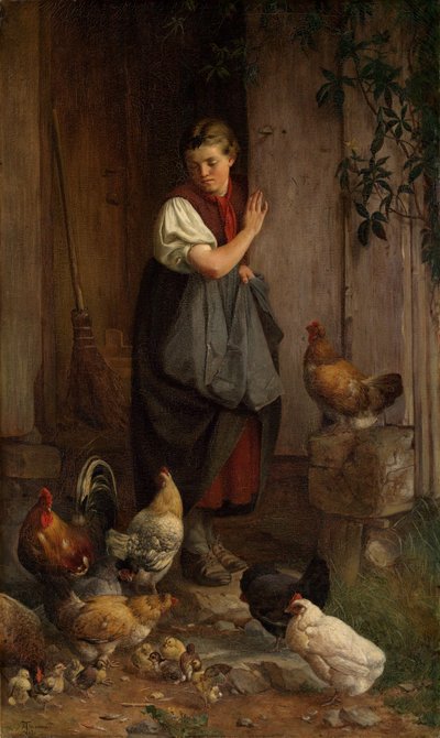 Hühnerfütterung von Hans Thoma