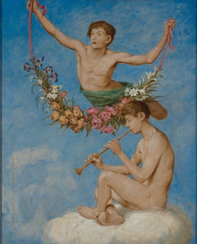 Mai (zwei jugendliche Genien mit Blumen) von Hans Thoma