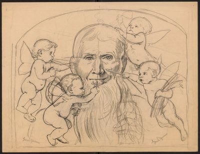 Saturn umgeben von Putten von Hans Thoma