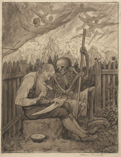 Das Schärfen der Sense des Todes von Hans Thoma