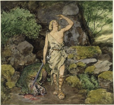 Siegfried mit dem getöteten Drachen von Hans Thoma