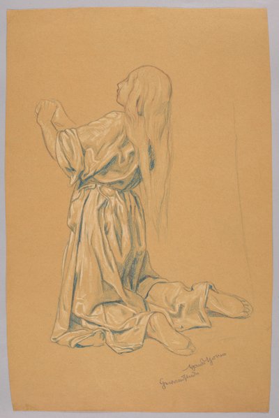 Studie einer knienden Frau von Hans Thoma