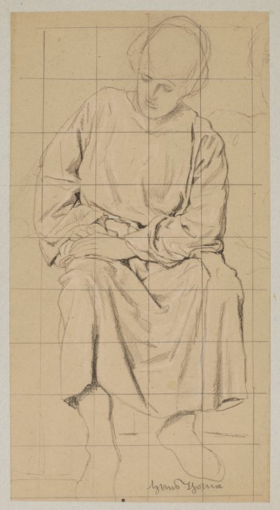 Studie einer sitzenden Figur in langer Robe von Hans Thoma