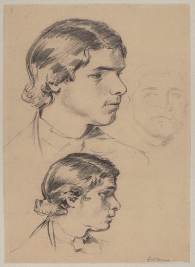 Drei Studien eines jungen Mannes von Hans Thoma