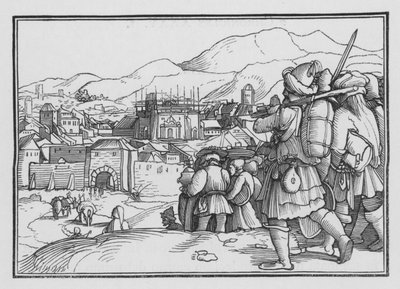 Kyrus stellt die Gefäße des Tempels wieder her, Esra I, 6 von Hans after Holbein the Younger
