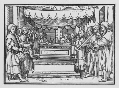 David bestimmt eine Gruppe von Sängern und Musikern, um den Herrn zu preisen, 1 Chroniken XVI, 4 von Hans after Holbein the Younger