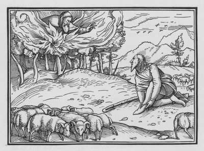 Gott erscheint Mose im brennenden Dornbusch, Exodus III, 5 von Hans after Holbein the Younger