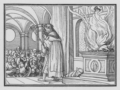 Salomo segnet das Volk und lobt Gott, 2 Chroniken VI, 12 von Hans after Holbein the Younger