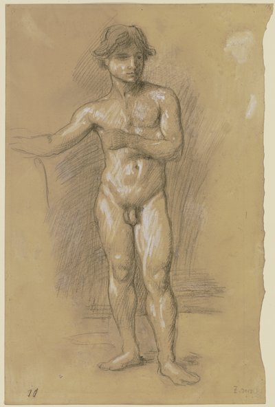 Akt eines jungen stehenden Mannes von Hans von Marées