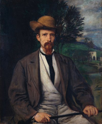 Selbstporträt mit gelbem Hut von Hans von Marées
