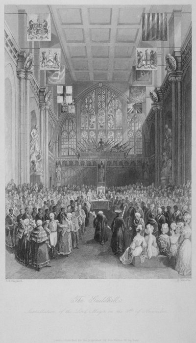 Installation des Lord Mayor of London in der Guildhall, City of London, 1838 von Harden Sidney Melville