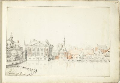 Ansicht der Gebäude am Hofvijver, Den Haag von Harmen ter Borch (signed by artist)
