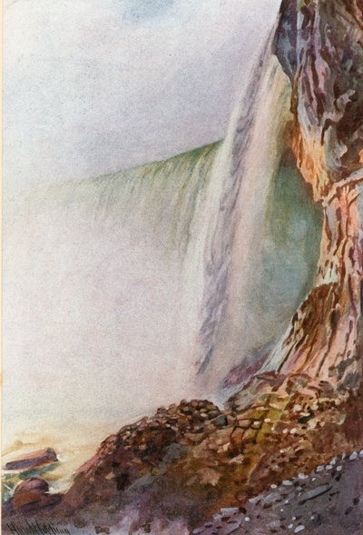Niagara, Ansicht der Wasserfälle von unten von Harold Copping