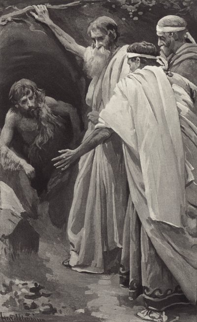 Nun flehen sie ihn inständig an, bitten ihn mit Tränen, zurückzukehren und diese Stadt zu retten von Harold Copping