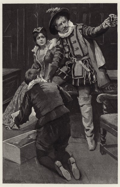 Petruchio begann erneut zu toben und sagte, die Mütze sei in einer Schüssel geformt von Harold Copping