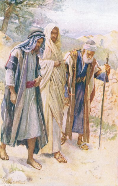 Der Weg nach Emmaus, Illustration aus Harold Copping Bilder: Die Kronen-Serie, ca. 1920er von Harold Copping