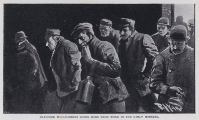 Bradford Wollkämmer gehen frühmorgens von der Arbeit nach Hause von Harold Hume Piffard