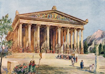 Aufragende ionische Fassade des Tempels der ephesischen Diana von Harold Oakley