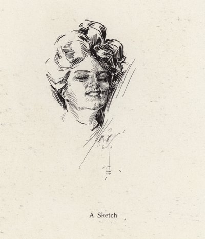 Federzeichnung Porträt einer Frau (Lithografie) von Harrison Fisher