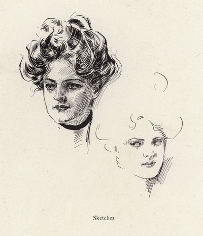 Federzeichnungen einer jungen Frau von Harrison Fisher