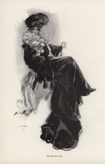 Porträt einer jungen Frau in einem langen Mantel und Kleid von Harrison Fisher