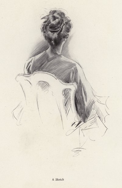 Rückansicht-Porträt einer Frau (Lithografie) von Harrison Fisher