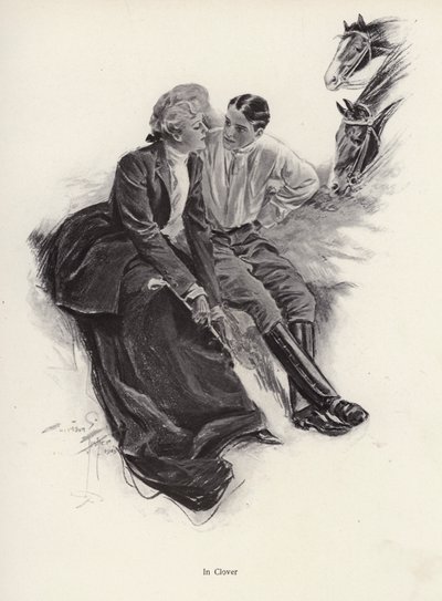 Romantisches Paar macht eine Pause während eines Ausritts von Harrison Fisher