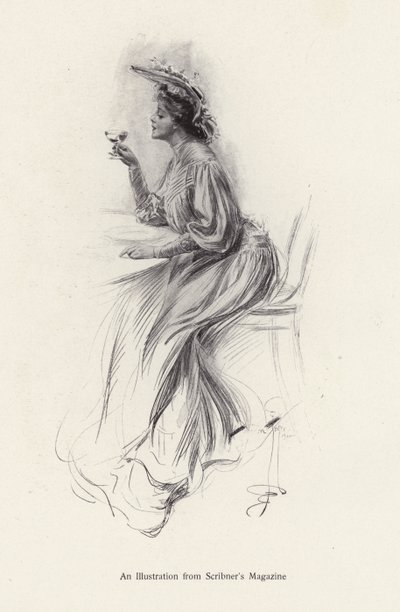 Frau mit einem Getränk von Harrison Fisher